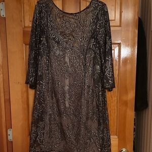 Black Lace Dress with 3/4 Sleeves